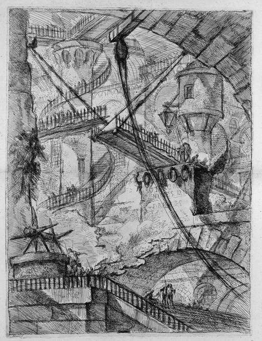 Die Zugbrücke. Aus: "Carceri d'Invenzione" (Erfundene Kerker) von Giovanni Battista Piranesi