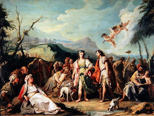 Anzia and Abrocome Meet at the Feast of Diana (oil on canvas) von Giovanni Battista Tiepolo