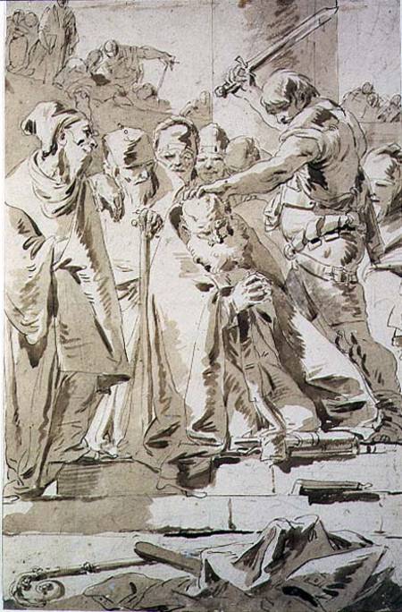 The Decapitation of a Bishop (pen & ink on paper) von Giovanni Battista Tiepolo
