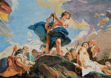 The Force of Eloquence, Amphion raising the walls of Thebes with his lyre 1724-25