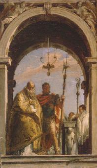 Bildnis zweier Heiliger in einem Torbogen  1740/1745