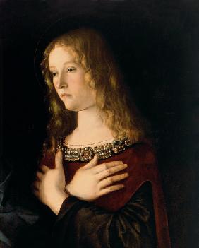 Maria Magdalena, Ausschnitt von "Jungfrau und Kind mit der heiligen Katharina und Maria Magdalena" um 1500