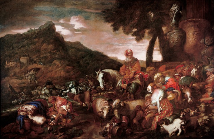 Abraham auf dem Weg nach Kanaan von Giovanni Benedetto Castiglione