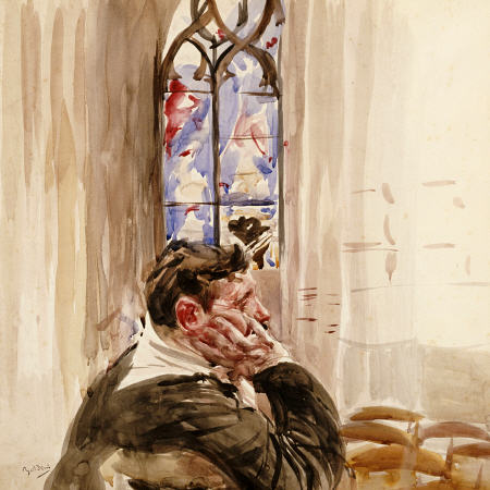 Portrait Of A Man In Church von Giovanni Boldini