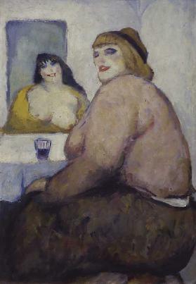 Frau mit einem Glas, von Giovanni Costetti, 1912, 20. Jahrhundert, Öl auf Karton 1912