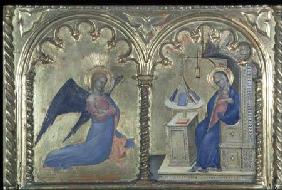 The Annunciation, detail from a polytych depicting The Lives of the Saints, from the Salone del II P 1353-63
