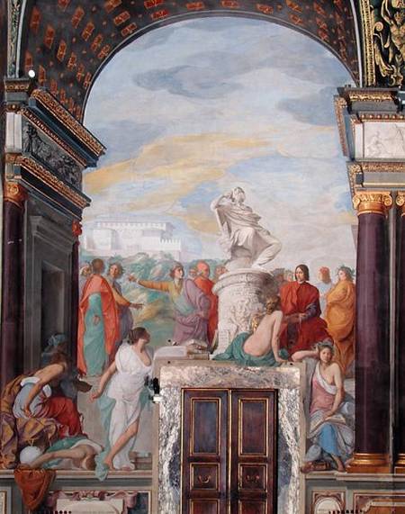 Lorenzo de' Medici (1449-92) surrounded by artists, by a statue of Plato von Giovanni (da San Giovanni) Mannozzi