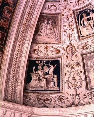 The Loggia, detail of the vault decorated with mythological relief panels, 1520's (stucco) von Giovanni da Udine