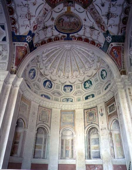 View of the loggia, detail of stucco and fresco vault designed for Cardinal Giuliano de'Medici (1478 von Giovanni da Udine
