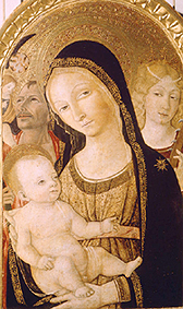 Madonna mit den Hll. Katharina und Christophorus. von Giovanni di Bartolo Matteo