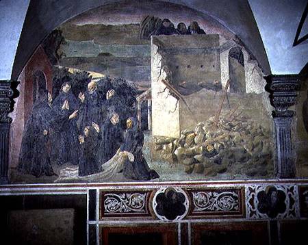 St. Benedict Restoring Life to the Crushed Monk detail from a fresco cycle of the Life of St. Benedi von Giovanni  di Consalvo