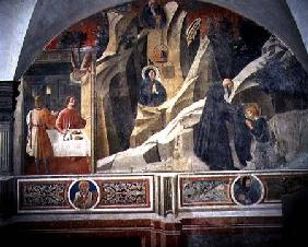 St. Benedict Receiving Bread and a Cloak from the Hermit Romano detail from the fresco cycle of the  c.1430's