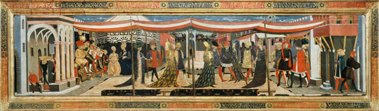 Frontal from the Adimari Cassone depicting a wedding scene in front of the Baptistry von Giovanni di Ser Giovanni Scheggia