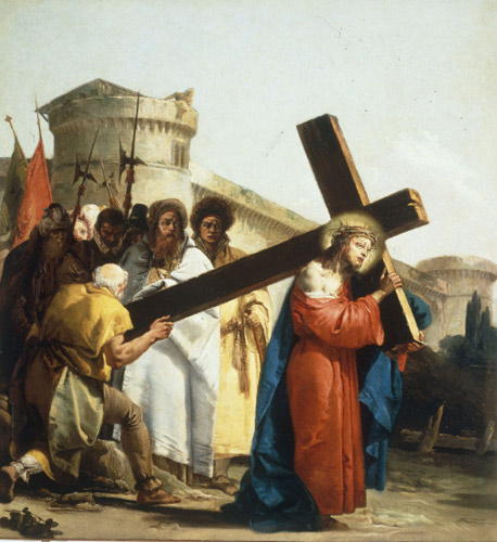 Simon von Kyrene hilft Christus das Kreuz zu tragen von Giovanni Domenico Tiepolo