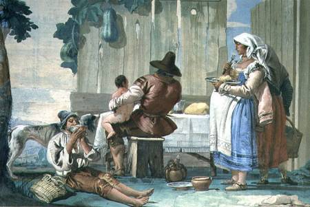Peasants Eating out of Doors from the 'Foresteria' ( 1757 von Giovanni Domenico Tiepolo