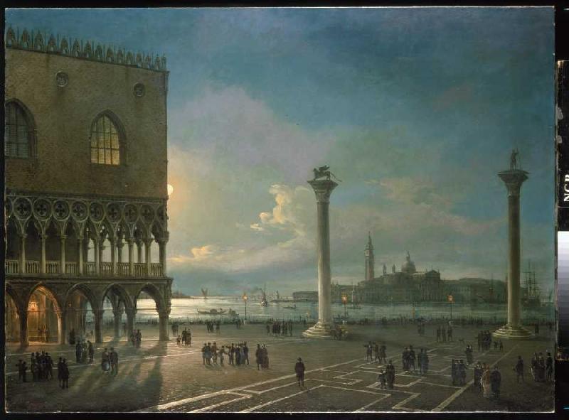 Abendstimmung auf der Piazzetta mit Blick auf San Giorgio Maggiore von Giovanni Grubacs