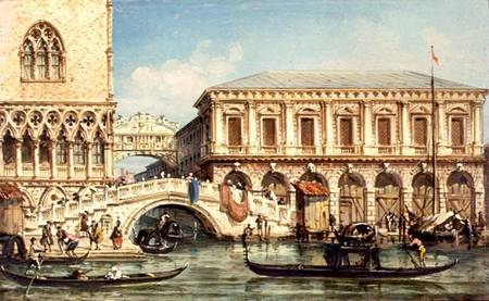 View of the Doge's Palace, the Bridge of Sighs and the Prison von Giovanni Grubacs