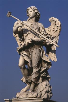 Statue of an angel holding a Passion instrument (colour photo) 