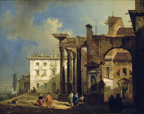 The Portico of the Church of San Lorenzo in Milan, c.1814 (oil on canvas) von Giovanni Migliara