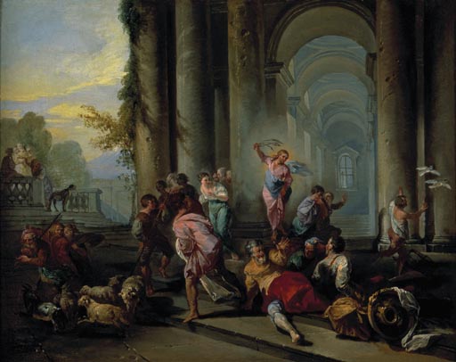 Die Austreibung der Wechsler aus dem Tempel von Giovanni Paolo Pannini