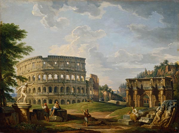 Rome, Colosseum a.Arch of Const./Pannini von Giovanni Paolo Pannini
