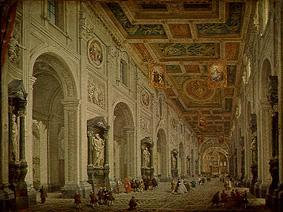 Innenansicht der Kirche San Giovanni in Laterano in Rom. von Giovanni Paolo Pannini