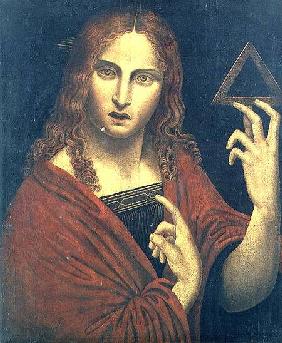 Christ the Redeemer holding the symbol of the Trinity (panel)