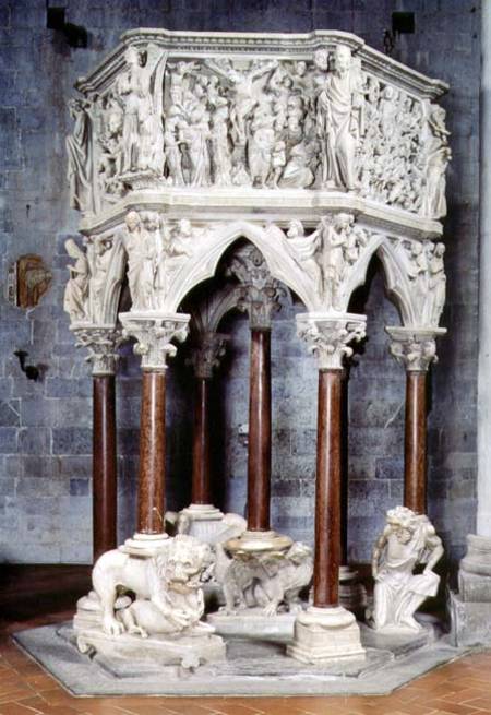 Hexagonal pulpit with dramatic reliefs von Giovanni  Pisano