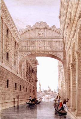 The Bridge of Sighs, Venice, engraved by Lefevre (litho) 1876