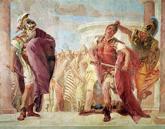 Minerva Preventing Achilles from Killing Agamemnon, from ''The Iliad'' by Homer, 1757 von Giovanni Battista (Giambattista) Tiepolo