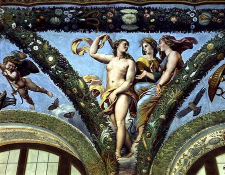 The Three Graces, from the 'Loggia of Cupid and Psyche' von Giulio Romano
