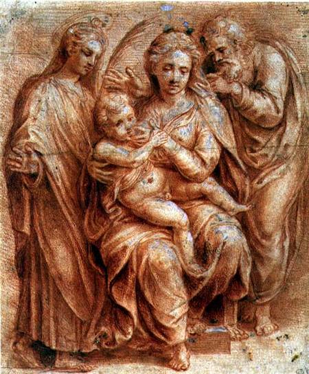 Holy Family with a Virgin Martyr von Giulio Romano
