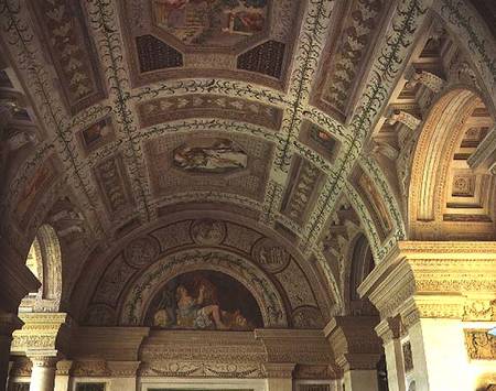 The Loggia di Davide (or D'Onore) interior decorated with ceiling frescos of biblical subjects inclu von Giulio  Romano