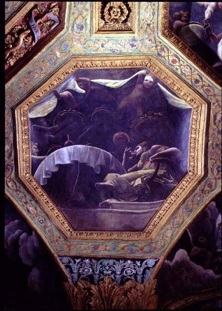 Psyche eating in the house of Cupid, ceiling caisson from the Sala di Amore e Psyche von Giulio Romano