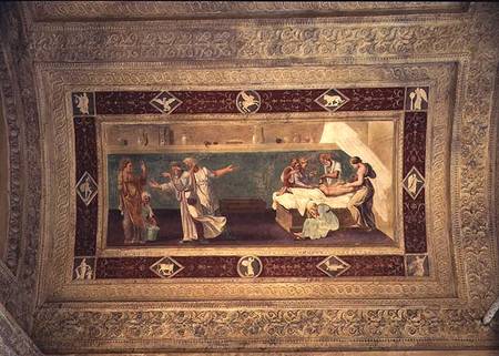 Scene of a doctor attending a sick man, ceiling painting from the Giardino Segreto von Giulio Romano