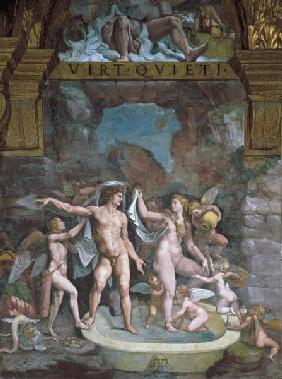 Mars and Venus bathing, aided by Cupid and putti from the Sala di Amore e Psiche 1528