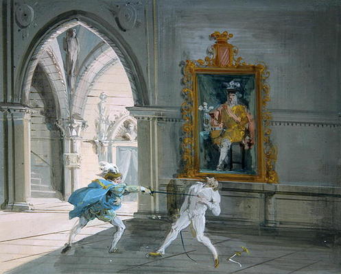 Don Juan, The Duel (w/c on paper) von Giuseppe Bernardino Bison