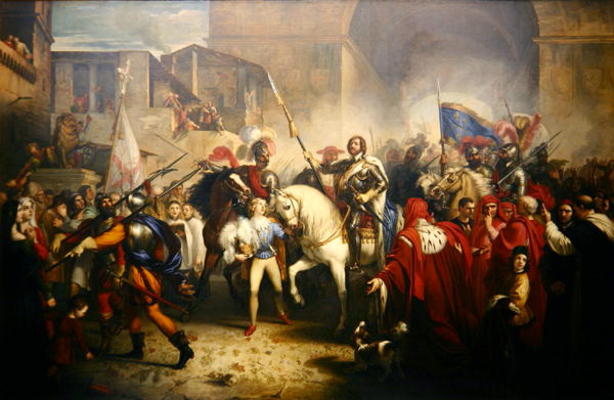Entry of Charles VIII (1470-98) into Florence in 1494 (oil on canvas) von Giuseppe Bezzuoli
