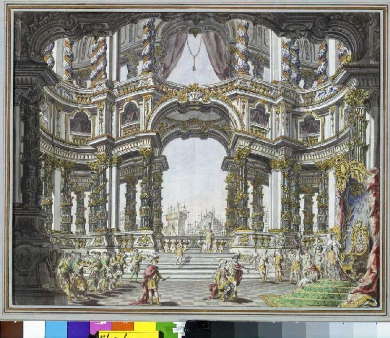 Bühnenbildentwurf zu Pietro Metastasios Didone Abbandonata. Dresden von Giuseppe Bibiena
