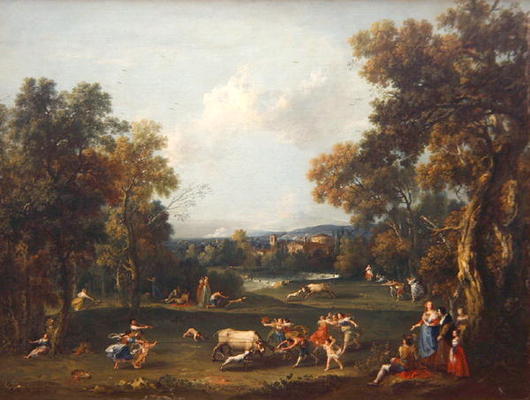 Hunt for the Bull, c.1732 (oil on canvas) von Giuseppe Zais