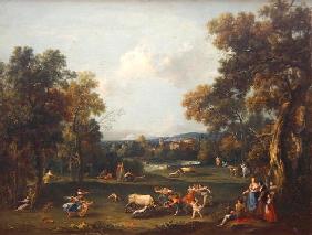 Hunt for the Bull, c.1732 (oil on canvas) 1858