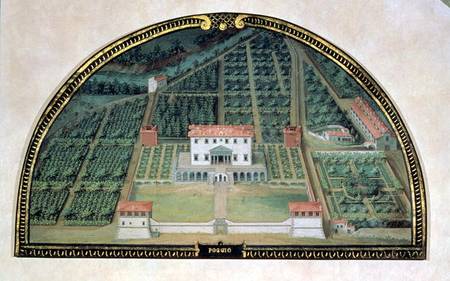 Villa Poggio a Caiano from a series of lunettes depicting views of the Medici villas von Giusto Utens