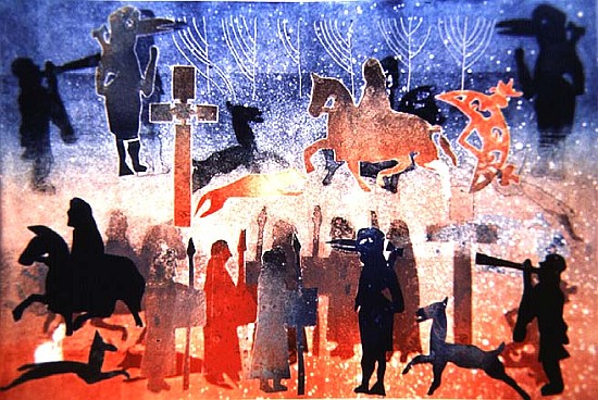 Celtic Celebrations, 1996 (monotype)  von Gloria  Wallington
