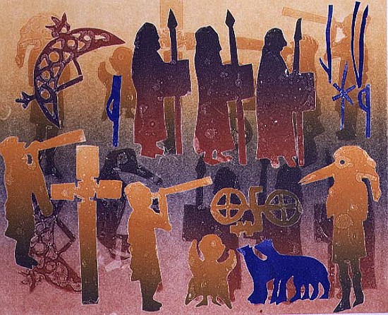 Pictish Ceremony, 1996 (monotype)  von Gloria  Wallington