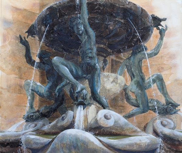 Fountain of the Tortoises, Rome, 1983 (w/c and gouache on paper) 