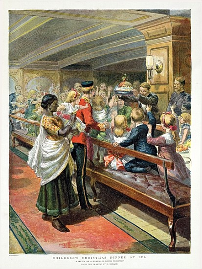 Children''s Christmas Dinner at Sea from the Graphic Christmas Number von Godefroy Durand
