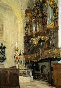 Orgel mit Krämerchor im Dom zu Lübeck. von Gotthard Kuehl