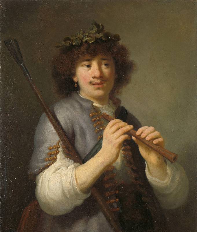 Rembrandt als Schäfer mit Hirtenstab und Flöte von Govaert Flinck