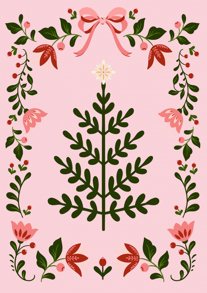Rosa Weihnachtsbaum von Grace Digital Art Co