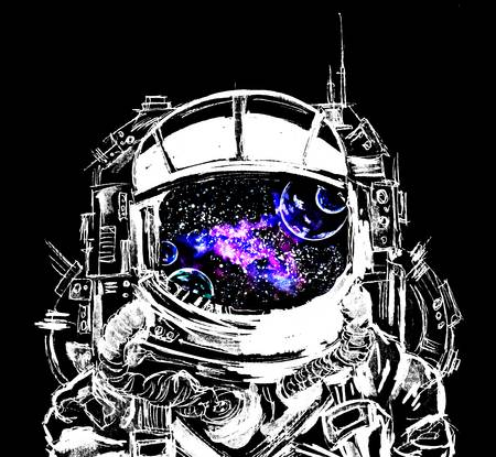 Astronaut mit lila Galaxie Nebel 2022